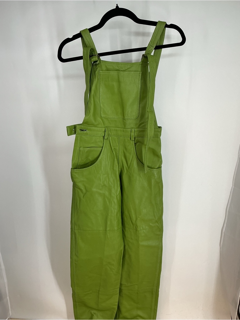 Tough Green Faux Leather Overalls Size 26